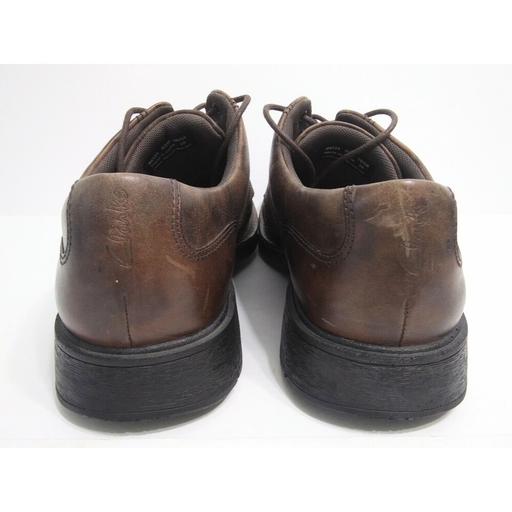 Clarks Men's Size 10.5 Booker Brown Antique Leather Distressed Oxfords Lace Up - Picture 7 of 11